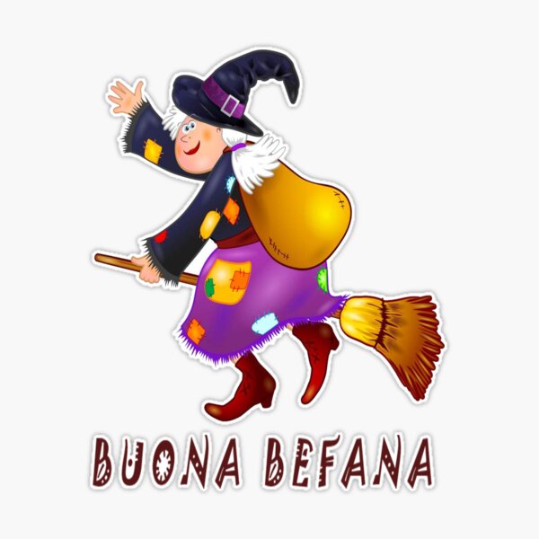 Buona Befana Epiphany Witch Getting Ready Sticker for Sale by  ShoaffBallanger