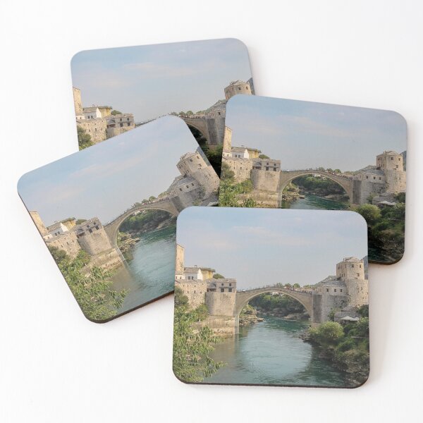 Item preview, A landscape view of the old town of Mostar, with the old arched bridge over the Neretva River, with Hum Hill in background, Bosnia and Herzegovina designed and sold by SnapTPhotograph.