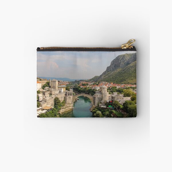 Item preview, The arched Old Bridge in Mostar across the Neretva River, with Hum Hill in the background, Bosnia and Herzegovina designed and sold by SnapTPhotograph.