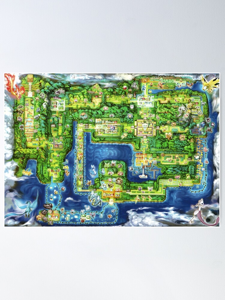 Alternate view of Kanto Map Poster