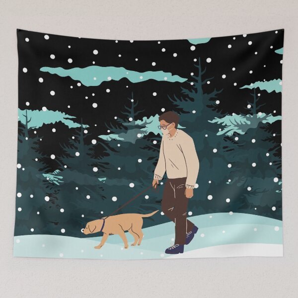 Item preview, DOG WALK IN THE SNOW designed and sold by PotluckPrints.