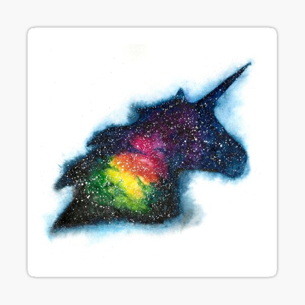 Rainbow unicorn galaxy watercolor Sticker
