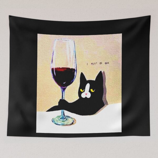 Item preview, I Must Be God Cat Drinking Wine  designed and sold by Rockopolys.