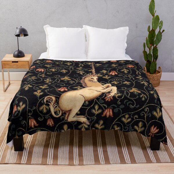 Item preview, Medieval Unicorn Midnight Floral Tapestry designed and sold by Epitome Girl.