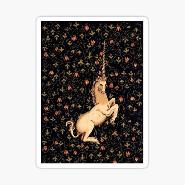 Item preview, Medieval Unicorn Midnight Floral Tapestry designed and sold by Epitome Girl.