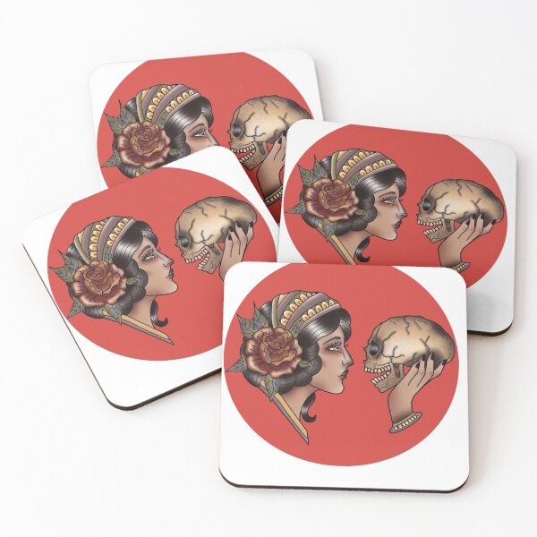 Item preview, Tatuaje tradicional dama y calavera. designed and sold by livwebberart.