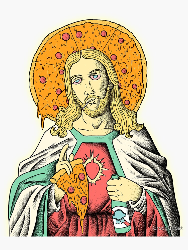 "Pizza Jesus" Sticker for Sale by GrodyGhost Redbubble