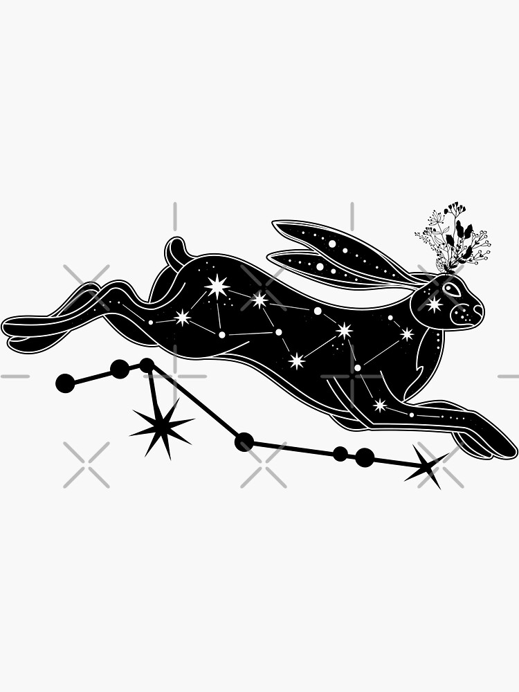 "Rabbit star sign constellation with flowers" Sticker by creativecfi