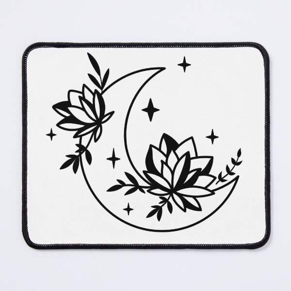Item preview, Mystic Floral Moon with Stars in Black and White designed and sold by lovevisionkarma.