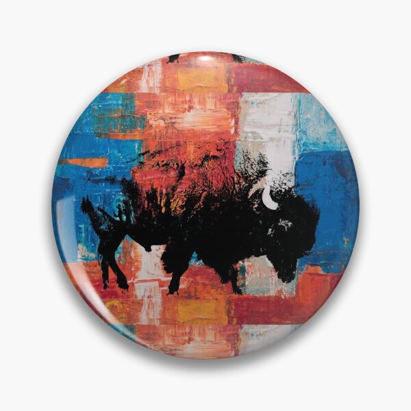 Item preview, American Bison Stamp Art Painting Colorful  designed and sold by Queen City  Craftworks.