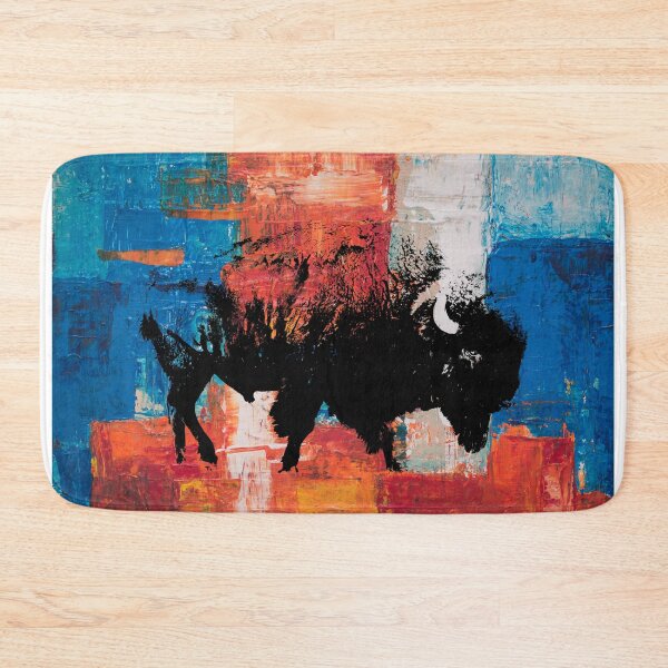 Item preview, American Bison Stamp Art Painting Colorful  designed and sold by Queen City  Craftworks.