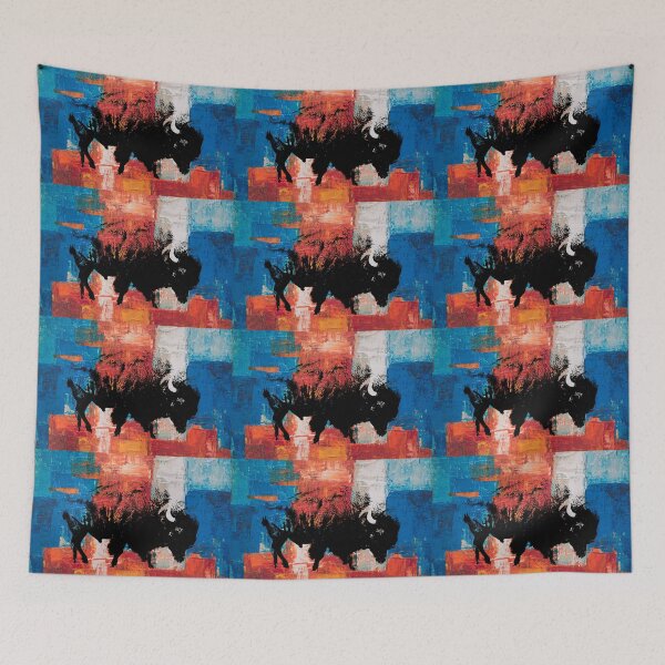 Item preview, American Bison Stamp Art Painting Colorful  designed and sold by Queen City  Craftworks.