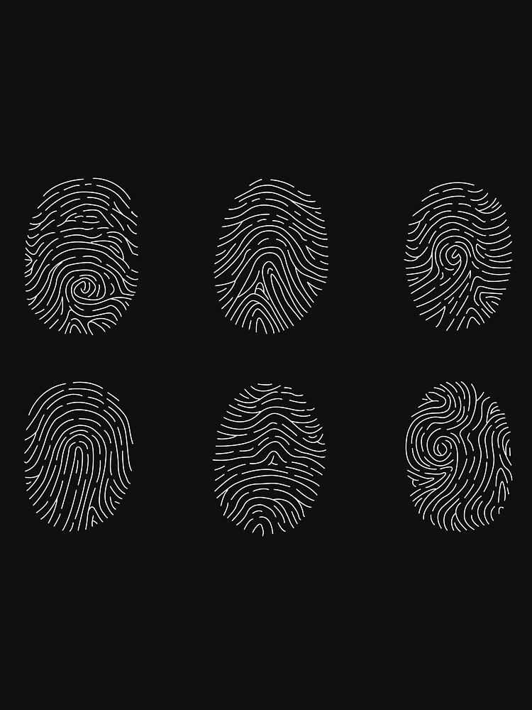Thumbnail 7 of 7, Classic T-Shirt, black and white fingerprints designed and sold by indiVisibl.