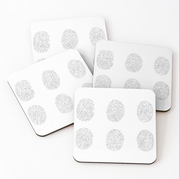 black and white fingerprints Coasters (Set of 4)