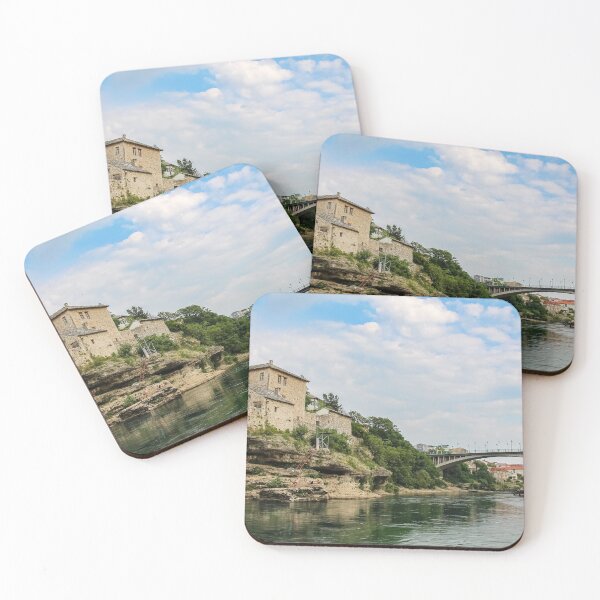 Item preview, The green Neretva River underneath the old bridge in Mostar, Bosnia, in summer designed and sold by SnapTPhotograph.