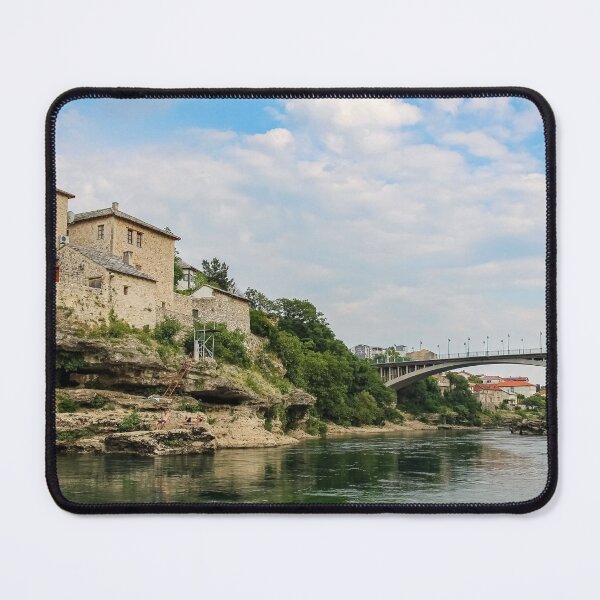 Item preview, The green Neretva River underneath the old bridge in Mostar, Bosnia, in summer designed and sold by SnapTPhotograph.
