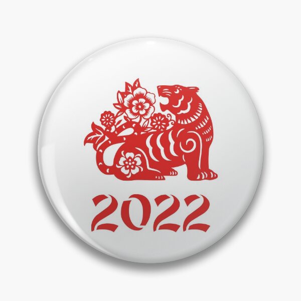 Item preview, Chinese red tiger with flowers for new year 2022 designed and sold by Byfab.