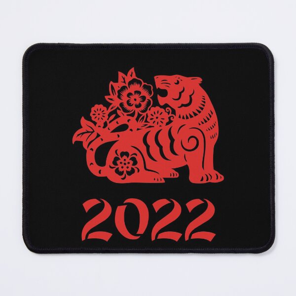 Item preview, Chinese red tiger with flowers for new year 2022 designed and sold by Byfab.