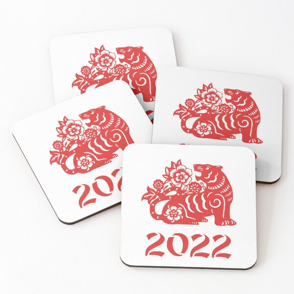 Item preview, Chinese red tiger with flowers for new year 2022 designed and sold by Byfab.