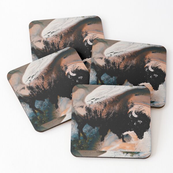 Item preview, American Bison Stamp Art Painting Earth  designed and sold by Queen City  Craftworks.