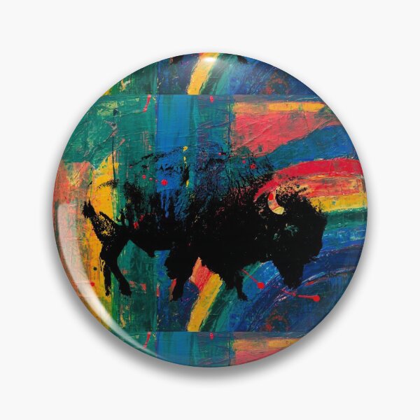 Item preview, American Bison Stamp Art Painting Rainbow  designed and sold by Queen City  Craftworks.