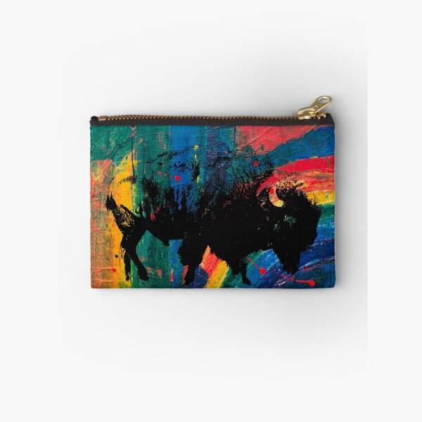 Item preview, American Bison Stamp Art Painting Rainbow  designed and sold by Queen City  Craftworks.
