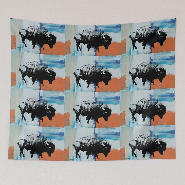 Item preview, American Bison Stamp Art Painting Desert  designed and sold by Queen City  Craftworks.