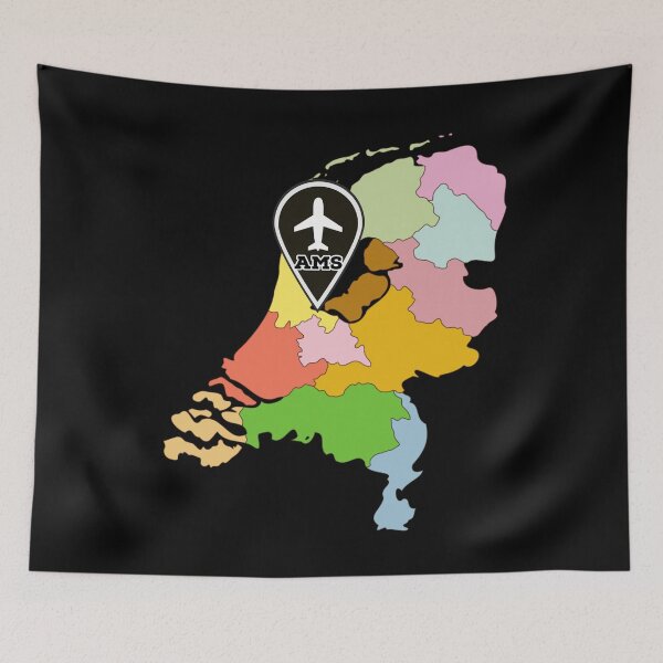 Item preview, Amsterdam, Holland, Netherlands, AMS, Schiphol Airport, Amsterdam Airport, Holland Map, Map of The Netherlands, Amsterdam Souvenir, Amsterdam gift, Gift from Holland designed and sold by RisingFrequency.