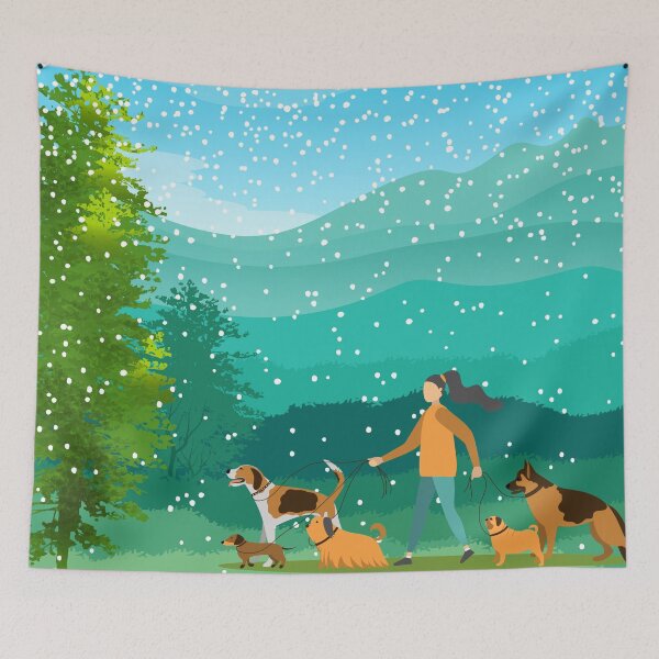 Item preview, DOG WALK IN THE SNOW designed and sold by PotluckPrints.