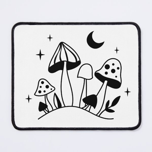 Item preview, A Group of Mushrooms Under the Moon in Black and White designed and sold by lovevisionkarma.