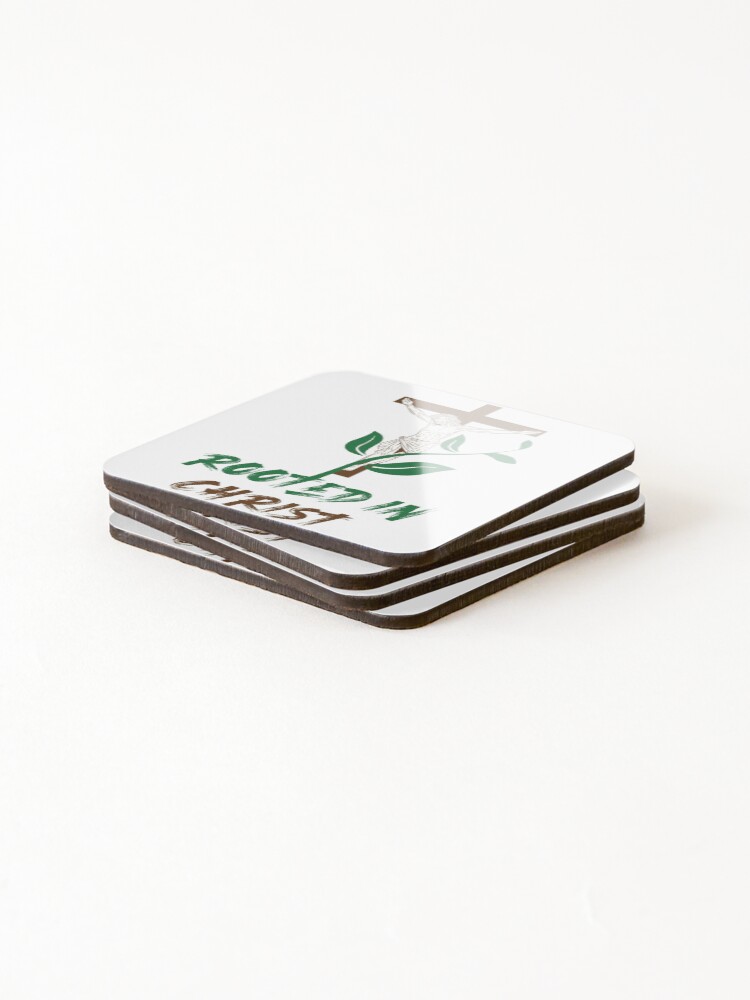 Thumbnail 4 of 5, Coasters (Set of 4), Rooted In Christ Design designed and sold by EASYTOPRINTART.