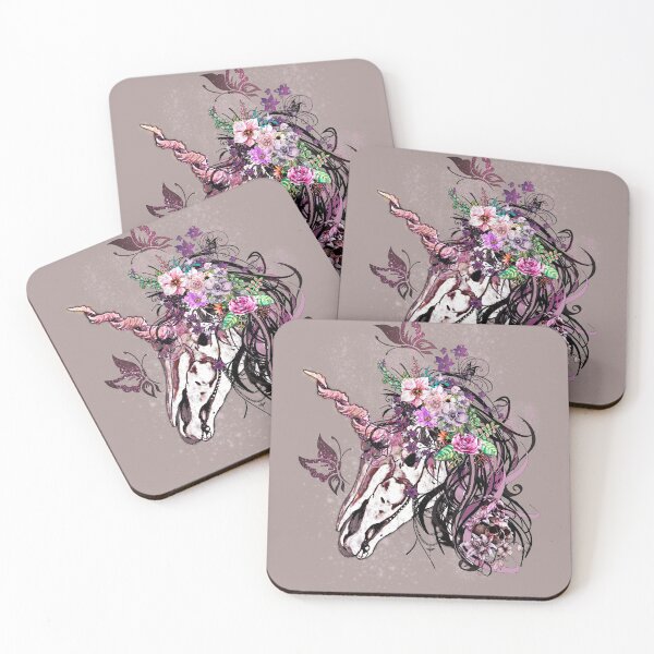 Item preview,  Floral Unicorn Ghost Skeleton  designed and sold by Gothic Fantasy.