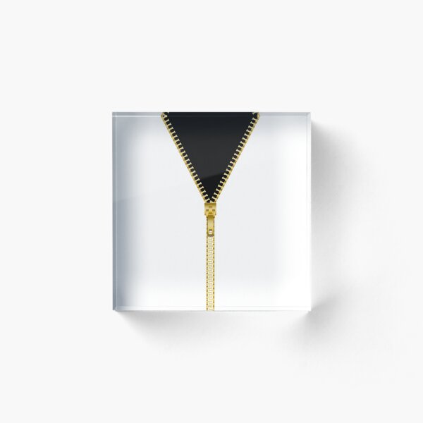 Gold zipper - Black inside Acrylic Block