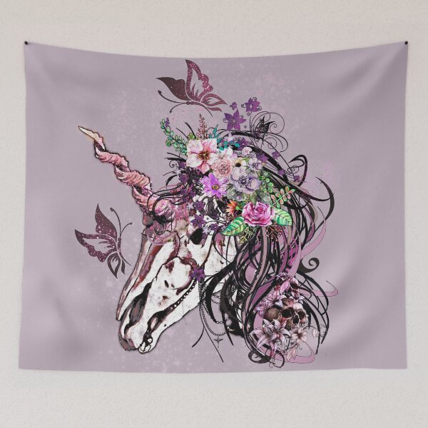 Item preview, Floral Unicorn Ghost Skeleton  designed and sold by Gothic Fantasy.