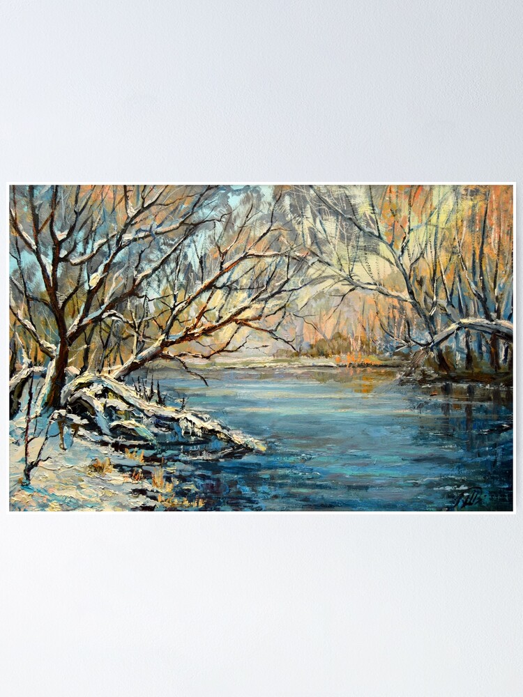 "Winter Landscape. Original Oil Painting" Poster For Sale By Drevart ...