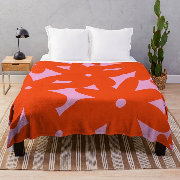 Item preview, Retro 70s Bold Flores Patrón Naranja Rosa designed and sold by trajeado14.