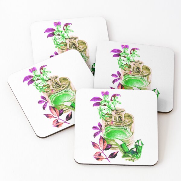 Item preview, Pretty perfume vase, flowers and rose quartz - Artwork designed and sold by LukjanovArt.
