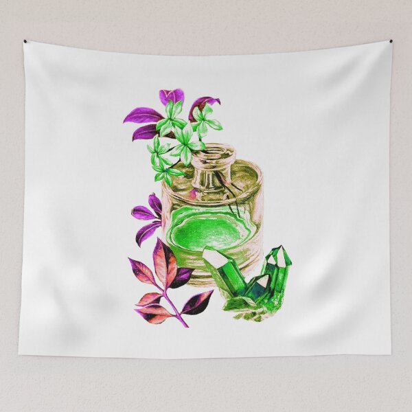 Item preview, Pretty perfume vase, flowers and rose quartz - Artwork designed and sold by LukjanovArt.