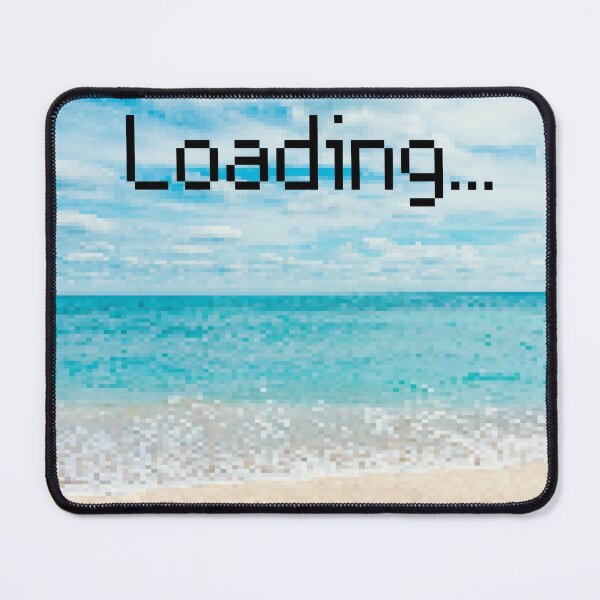 Pixelated Blue Ocean Beach Loading Mouse Pad