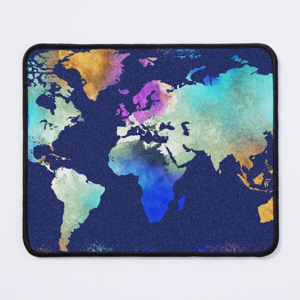 Item preview, Colorful Map Of The World Vivid Watercolor On Dark Background IV designed and sold by Irina Sztukowski.