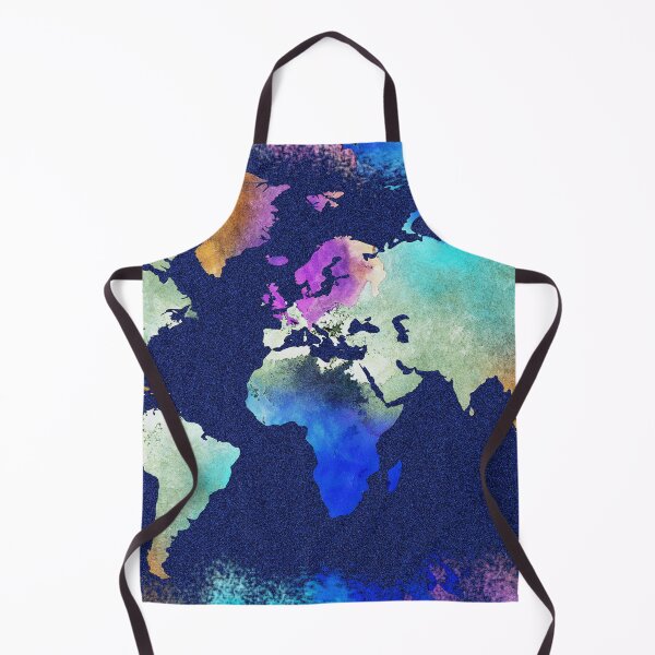Item preview, Colorful Map Of The World Vivid Watercolor On Dark Background IV designed and sold by Irina Sztukowski.