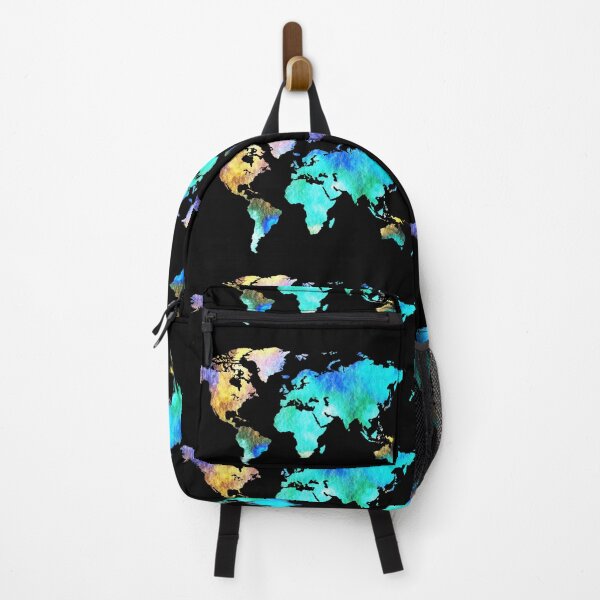 Item preview, Colorful Map Of The World Vivid Watercolor On Dark Background XI designed and sold by Irina Sztukowski.