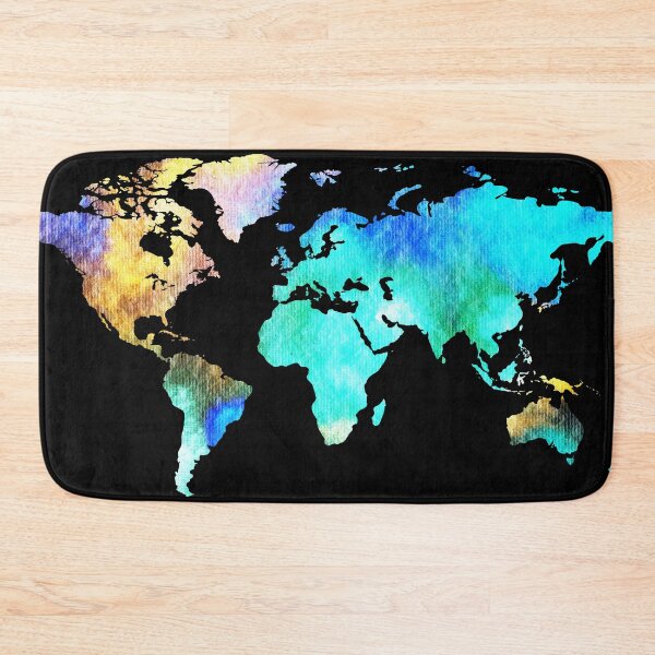 Item preview, Colorful Map Of The World Vivid Watercolor On Dark Background XI designed and sold by Irina Sztukowski.