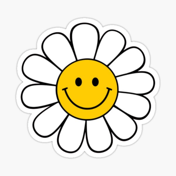 Black and White Daisy Flower Smiley Face Graphic - Graphic - Posters and  Art Prints