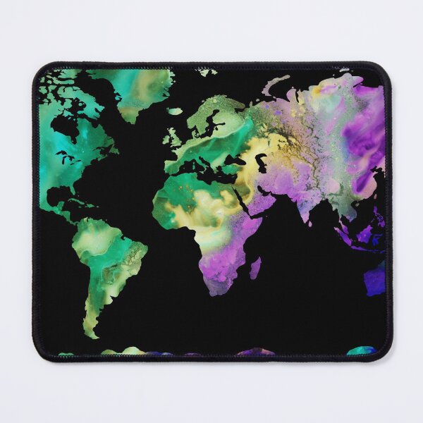 Item preview, Colorful Map Of The World Vivid Watercolor On Dark Background XXVI designed and sold by Irina Sztukowski.