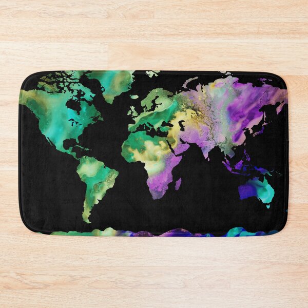 Item preview, Colorful Map Of The World Vivid Watercolor On Dark Background XXVI designed and sold by Irina Sztukowski.