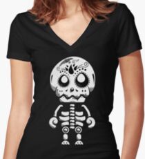 skull Women's Fitted V-Neck T-Shirt