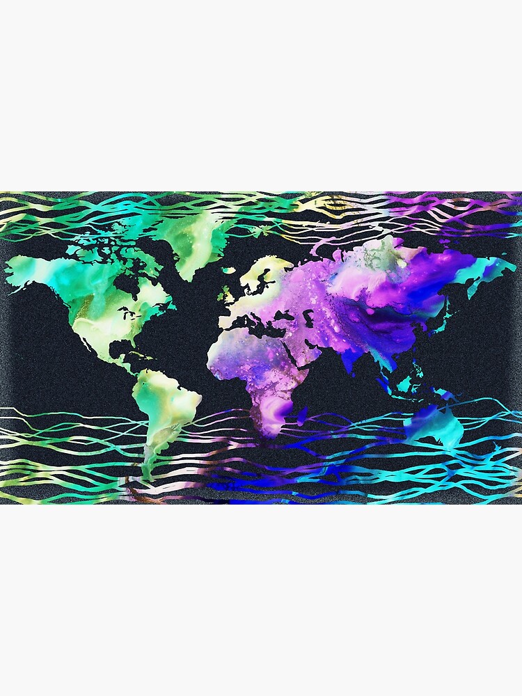 "Colorful Map Of The World Vivid Watercolor On Dark Background XXVII ...