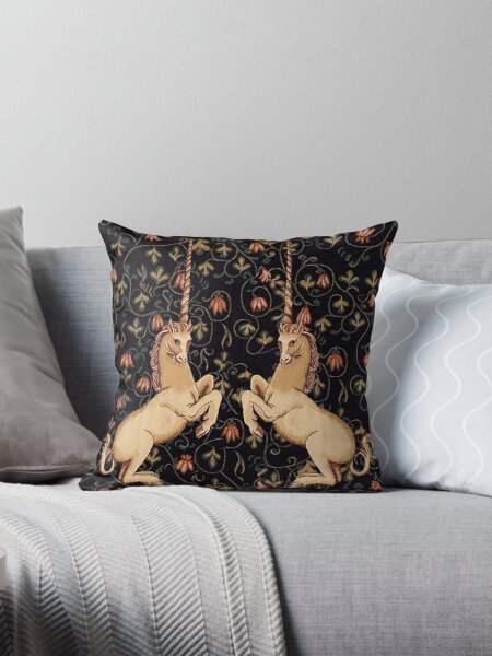 Item preview, Medieval Unicorns Midnight Floral Tapestry designed and sold by Epitome Girl.