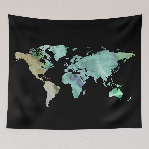 Item preview, Colorful Map Of The World Vivid Watercolor On Dark Background XXVIII designed and sold by Irina Sztukowski.